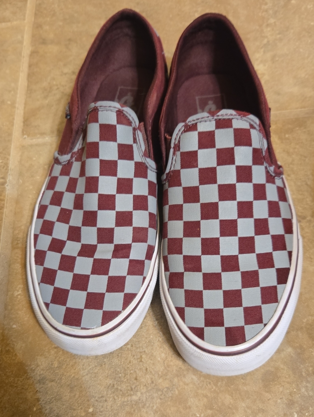 Burgundy/Maroon & Gray VANS
